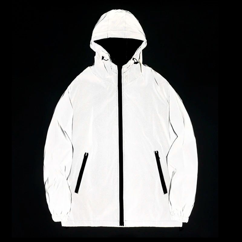 Men's Reflective Waterproof Hooded Windbreaker Jacket