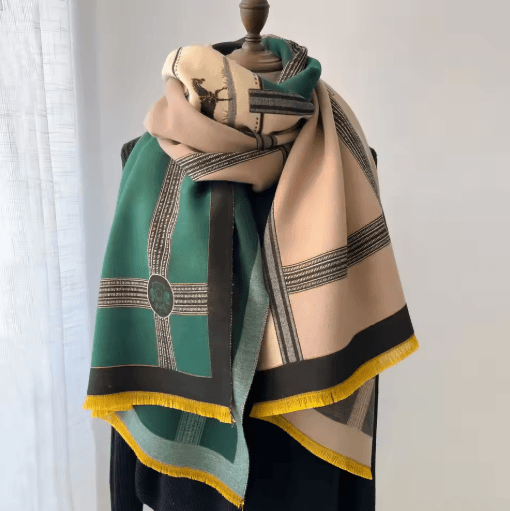 Luxury Winter Cashmere Scarf for Women Thick Warm Pashmina Shawl Wrap with Tassels