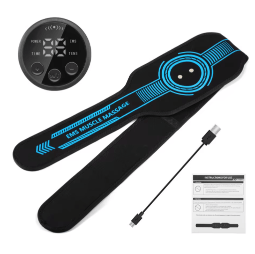 EMS Abdominal Fitness Belt Intelligent Muscle Massage Trainer with USB Charging