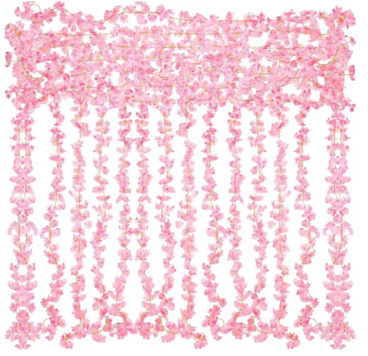 Artificial Pink Sakura Flower Garland Cherry Blossom Vine for Wedding Home Decor