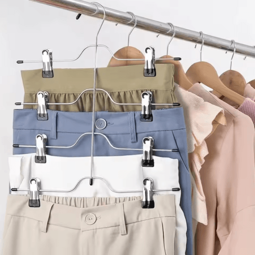 4 Tier Space Saving Pants Hangers Closet Organizer with Clip | Inspire ...