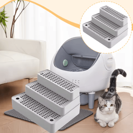 3 Step Cat Litter Box Ramp Non Slip Feet Filter Footboard fo | Inspire ...