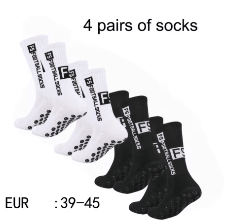 Mens Grip Soccer Socks 4 Pairs Non Slip Athletic Socks with Cushioned Pads for Football Basketball