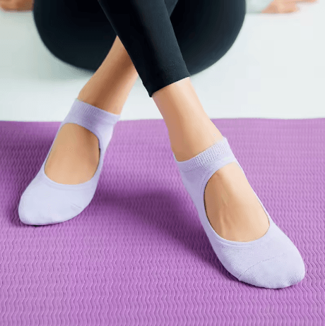 Womens Anti Slip Yoga Socks Breathable Backless Pilates and Ballet Ankle Socks for Fitness