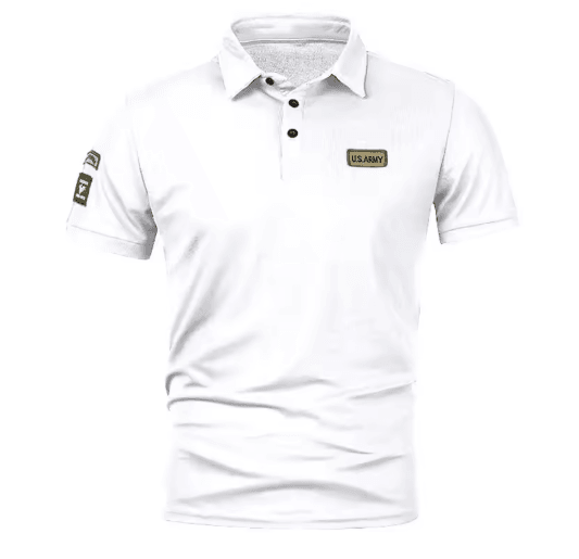 Mens Summer Short Sleeve Embroidered Polo Shirt Lightweight Breathable Solid Color T Shirt