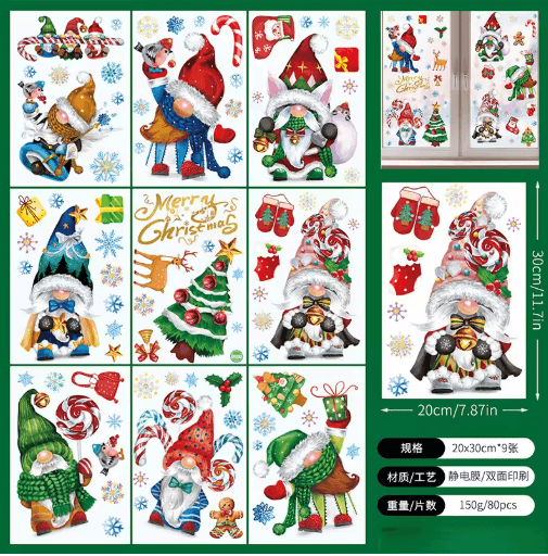 9PCS Snowflake Christmas Window Stickers Reindeer New Year E | Inspire ...