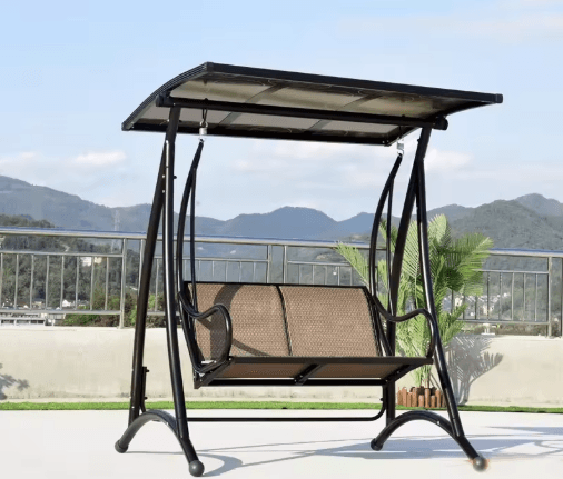 Outdoor Swing Rocking Chair 3 Person Hanging Reclining Bed for Balcony Garden and Patio