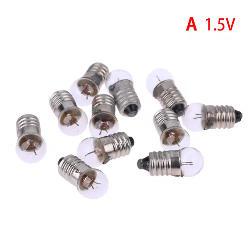 10PCS Miniature Light Bulbs 1.5V 2.5V 3.8V Small Round Bulbs for Student Experiments