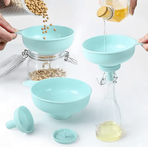 3 in 1 Wide Mouth Funnel Plastic Kitchen Funnel for Jars Jam Oil Wine and Spices
