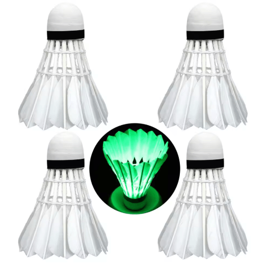 4PCS LED Badminton Shuttlecocks Light Up Glow Badminton Birdies for Indoor and Outdoor Play