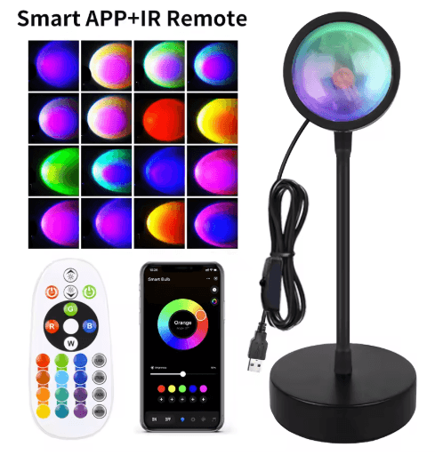 Smart Sunset Lamp Tuya RGB LED Projection Night Light with App and Remote Control
