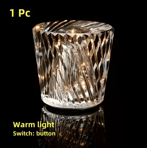 Crystal Small Table Lamp USB Rechargeable Cordless Bedside and Bar Lamp with Stepless Dimming
