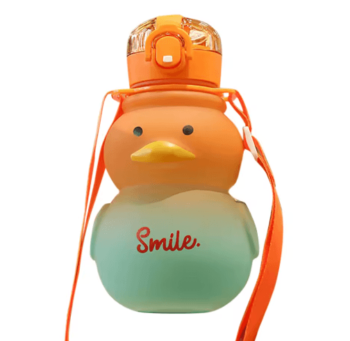 650ml Cute Duck Water Bottle Kawaii Straw Drinking Cup for Girls and Kids