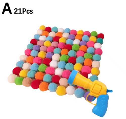 Interactive Cat Launch Toy – Mini Shooting Launcher with Plush Ball for Kitten Training