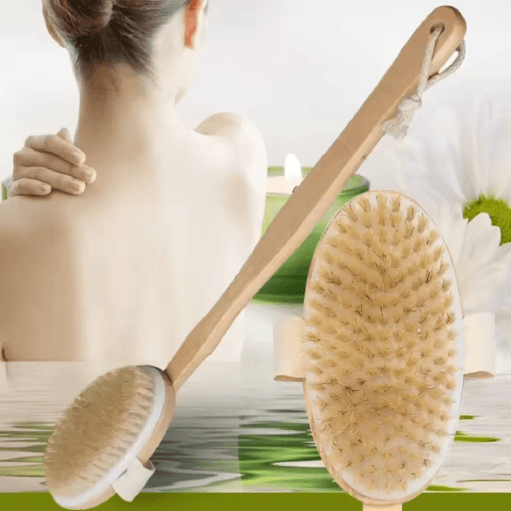 Natural Bristle Back Scrubber Shower Brush Long Wooden Handl | Inspire ...
