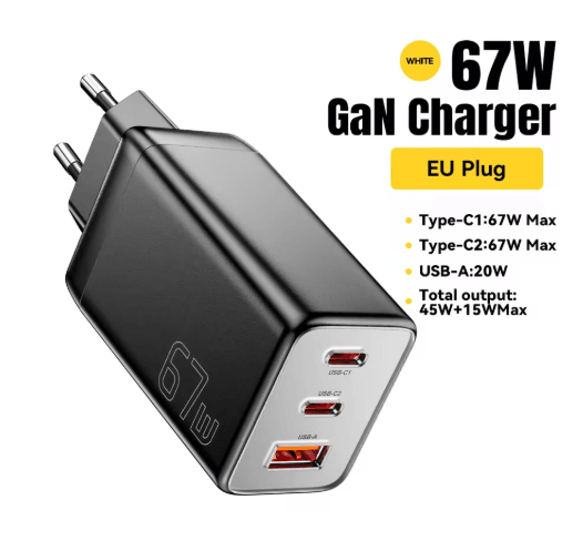 Essager 67W GaN USB-C Charger - PD 3.0 & QC 3.0 Fast Charger for Phones & Laptops