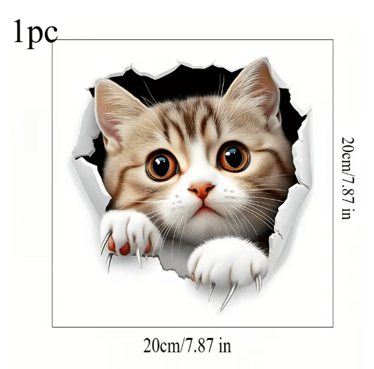 3D Cute Cat Toilet Stickers Removable Waterproof Kitten Vinyl Decals for Bathroom Decor