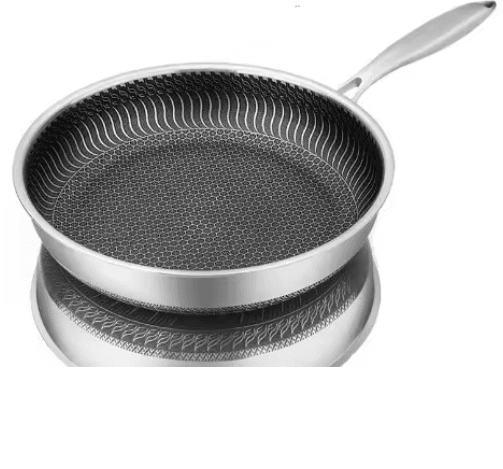 Tri-Ply 316 Stainless Steel Honeycomb Wok Skillet - Whole-Body Construction for All Stoves