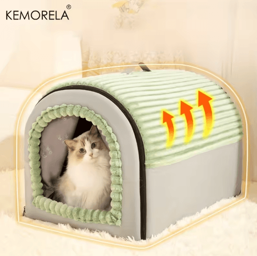 KEMORELA Thickened Enclosed Pet Bed All-Season Portable Dog House & Cozy Cat Tent