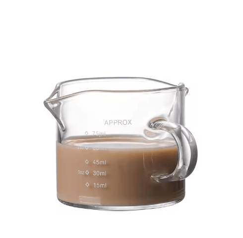 75/150ML Glass Measuring Cup with Handle Precision Espresso Milk Cup for Cooking, Baking & Barista Use