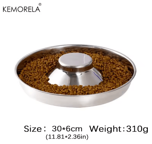 Stainless Steel Dog Slow Feeder Bowl Anti-Gulp Feeding & Water Dish for Puppies and Pets
