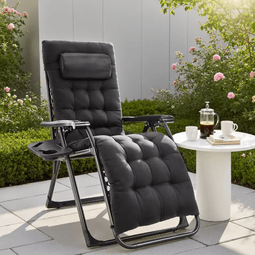 JHK Zero Gravity Portable Recliner Chair Set with Cup Holder & Adjustable Pillow (2-Pack)