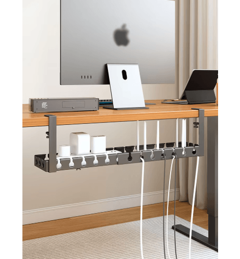 Extendable Steel Under Desk Cable Management Tray with Power | Inspire ...
