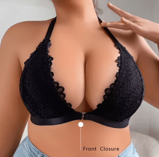 Plus Size Lace Wireless Front Closure Backless Bra