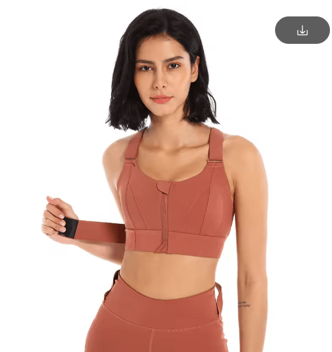 PowerZip Plus Size Front Zipper Sports Bra with Adjustable Straps