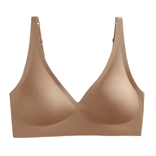 Seamless V-Neck Wireless Gathered Bra for Small Chest