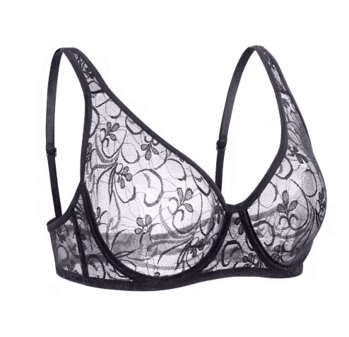 Embroidered Hollow Out Plus Size Lace Underwire Bra