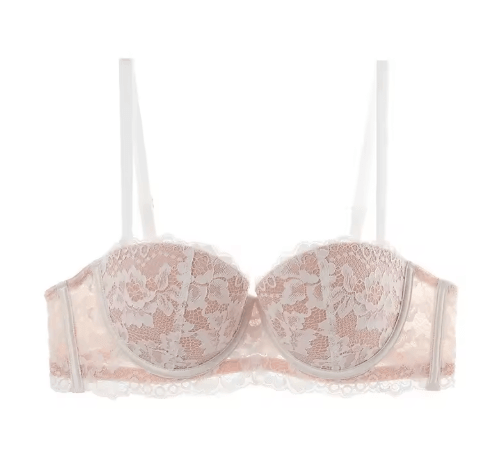 Floral Lace Half Cup Push Up Underwire Bra