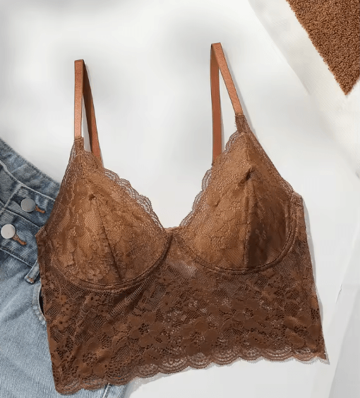 Embroidered Lace Wireless Push Up Bra with Adjustable Straps MR2641