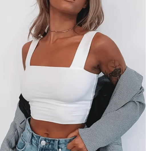 Square Neck Backless Summer Crop Top – Casual Off Shoulder Cami for Women