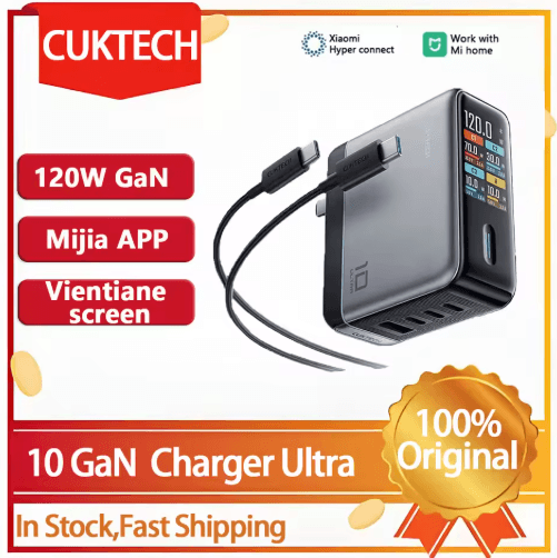 CUKTECH 10 Ultra 120W GaN Multi Port Fast Charger with Smart Screen