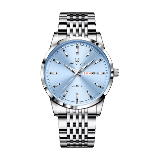 PENGAGAR Luxury Stainless Steel Quartz Watch for Men with Date and Week