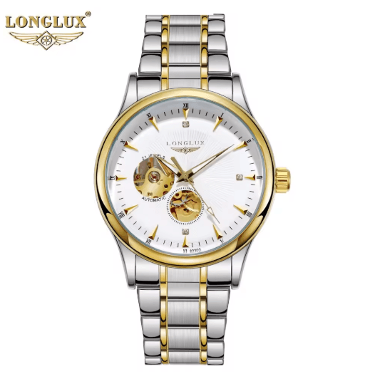 LONGLUX Automatic Skeleton Stainless Steel Luxury Watch for Men