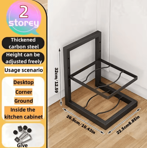Adjustable Stainless Steel Pot Rack Organizer Multi Layer Kitchen Pot & Pan Storage Rack