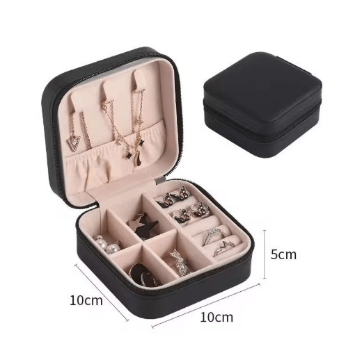 Double Layer PU Leather Jewelry Box with Lock and Ring Organizer