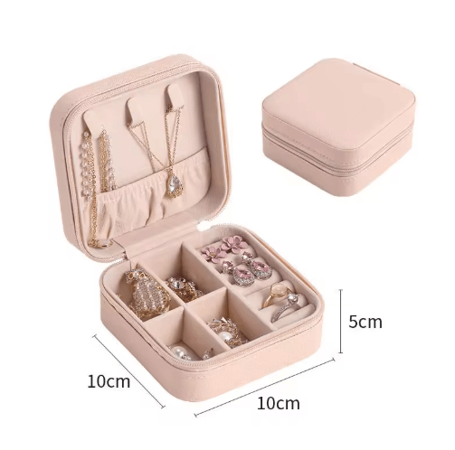 Double-Layer Wooden Jewelry Box with PU Leather Organizer & Ring Storage