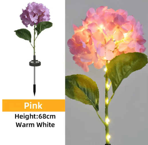 Solar Hydrangea Garden Lights Waterproof LED Flower Stake Pathway Decor