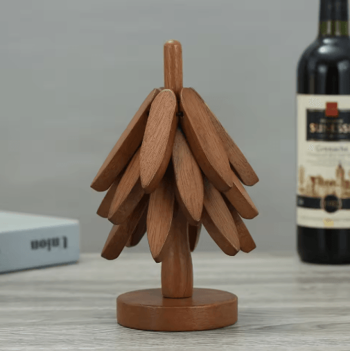 WalnutShield Wood Heat Resistant Trivet – Premium Walnut Wood Table Mat & Anti-Scald Pot Holder