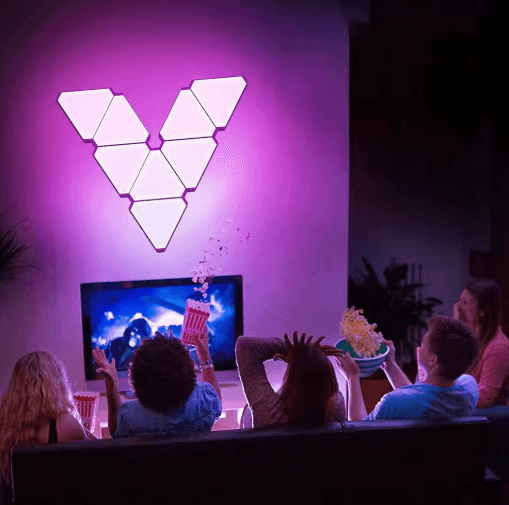 QuantumGlow Smart Triangle LED Wall Lights - Modular RGB Gaming & Bedroom Atmosphere Lamp