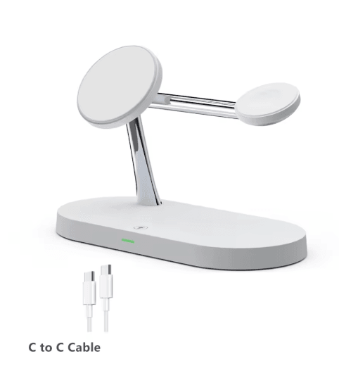 3-in-1 Magnetic Wireless Charging Station - Fast MagSafe Stand for iPhone, Apple Watch & AirPods