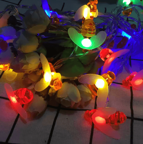 Cute Bee Solar String Lights – 20 LED Outdoor Fairy Lights for Garden & Party Decor