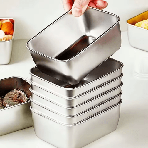 6-Piece Stainless Steel Food Storage Container Set with Leakproof Lids