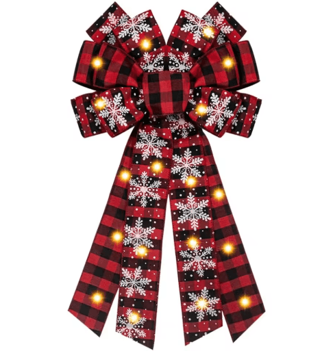 Large Buffalo Plaid Christmas Wreath & Tree Topper Bow