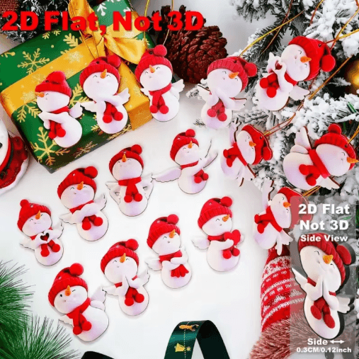 16-Piece Snowman Christmas Ornament Set - Cute Red & White Angel Snowman Decorations