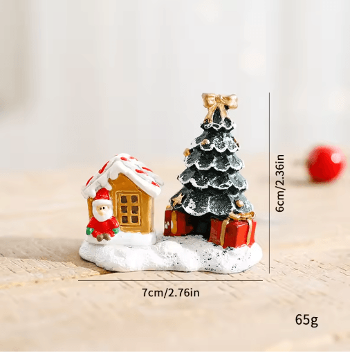 Festive Christmas Village Miniature Snowman and Winter House Desktop Decoration