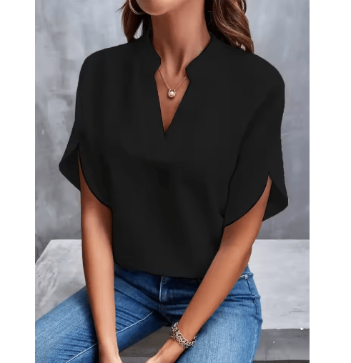 VEITCHE Womens V-Neck Blouse – Casual Summer Loose Fit Office Elegant Top